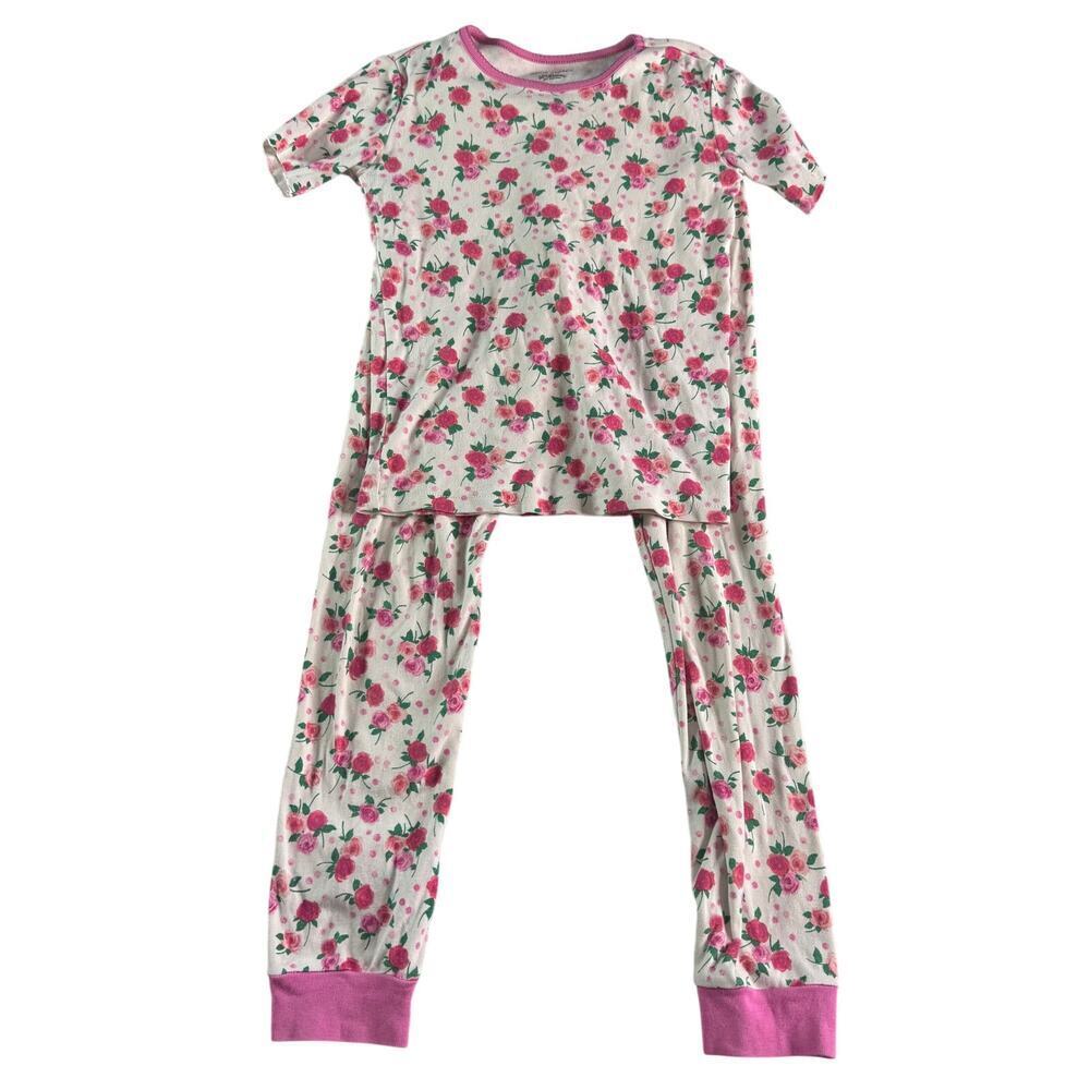 Janie and Jack Girls Pajama Set Size 10 Pink Floral 100% Cotton Short Sleeve